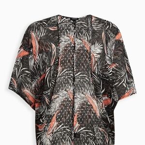 Tropical Leaf Print Kimono Top NWOT